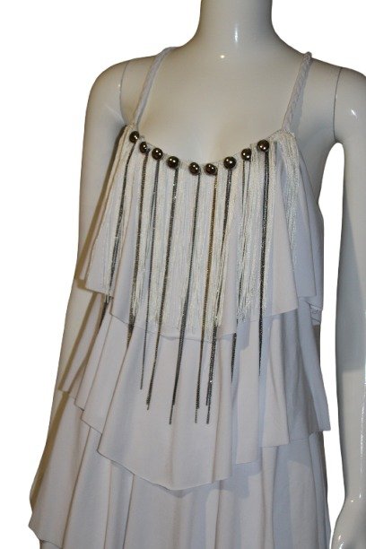 Multiple asymmetrical tiered ruffles dress