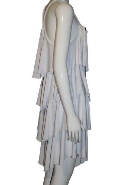 Multiple asymmetrical tiered ruffles dress