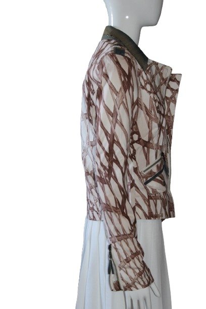 Cream and Brown Abstract Print Jacket