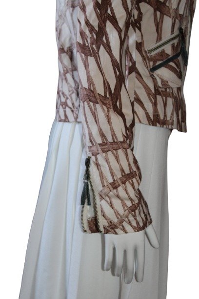 Cream and Brown Abstract Print Jacket